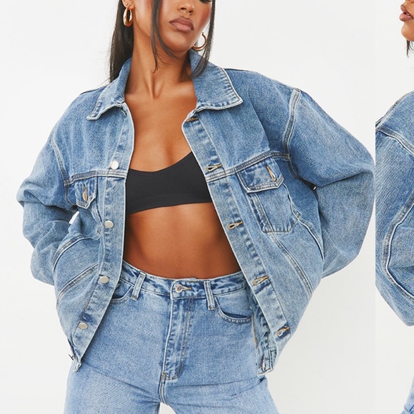 PRETTY LITTLE THING OVERSIZED DENIM JACKET - Picture 1 of 9
